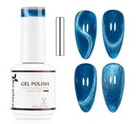 Nicedeco 15ml Transparent Blue Magnetic Cat Eye Gel Polish with Magnet - Glossy Crystal Liquid Effect, Reflective Translucent Jelly UV Nail Polish, Long Lasting for Salon & DIY