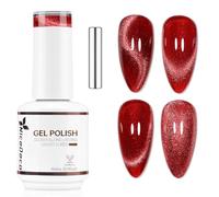 Nicedeco 15ml Transparent Red Magnetic Cat Eye Gel Polish with Magnet - Glossy Crystal Liquid Effect, Reflective Translucent Jelly UV Nail Polish, Long Lasting for Salon & DIY