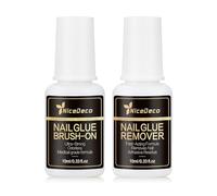 Nicedeco 2 * 10ML Odorless Nail Glue and Remover Kit, Non-Toxic Adhesive with Fast-Dry Formula & Gentle No-Smell Remover for Press-On Nails, False Nails, Acrylic Tips - No UV/LED Lamp Needed
