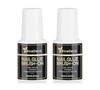 NiceDeco 2Pc 10ml Brush-On Nail Glue, Quick-Bonding, 28+ Day Long-Lasting & No Irritating Odor, No Whitening, Strong Adhesive for Press-On Nails, False Nails, Stick rhinstones, No Lamp Needed