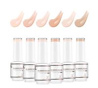 Nicedeco 4 In 1 Rubber Base Gel Set For Nails, Hema Free Nude Rose Pink Sheer Color Gel Nail Polish UV LED,Elastic Rubber Nail Strengthen Enhance Base Coat 6pcs x 8ml-Kit34