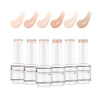 Nicedeco 4 In 1 Rubber Base Gel Set For Nails, Hema Free Nude Rose Pink Sheer Color Gel Nail Polish UV LED,Elastic Rubber Nail Strengthen Enhance Base Coat 6pcs x 8ml-Kit34