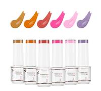 Nicedeco 4 In 1 Rubber Base Gel Set For Nails, Hema Free Sheer Color Gel Nail Polish UV LED,Elastic Rubber Nail Strengthen Enhance Base Coat 6pcs x 5ml-Kit 66