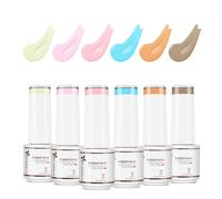 Nicedeco 4 In 1 Rubber Base Gel Set For Nails, Hema Free Sheer Color Gel Nail Polish UV LED,Elastic Rubber Nail Strengthen Enhance Base Coat 6pcs x 5ml-Kit 65