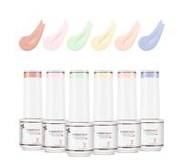 Nicedeco 4 In 1 Rubber Base Gel Set For Nails, Hema Free Sheer Color Gel Nail Polish UV LED,Elastic Rubber Nail Strengthen Enhance Base Coat 6pcs x 5ml-Kit 62