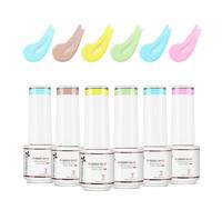 Nicedeco 4 In 1 Rubber Base Gel Set For Nails, Hema Free Sheer Color Gel Nail Polish UV LED,Elastic Rubber Nail Strengthen Enhance Base Coat 6pcs x 5ml-Kit 63
