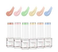 Nicedeco 8 in 1 Builder Base Strengthening Gel, 6x5ml UV/LED Clear Building Nail Gel in a Bottle,for Nails Tips & Extensions, Gel Polish Nail Repair Nail Strengthen NSET6-75