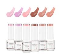 Nicedeco 8 in 1 Builder Base Strengthening Gel, 6x5ml UV/LED Clear Building Nail Gel in a Bottle,for Nails Tips & Extensions, Gel Polish Nail Repair Nail Strengthen NSET6-77