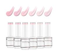 Nicedeco 8 in 1 Builder Base Strengthening Gel, 6x8ml UV/LED Clear Building Nail Gel in a Bottle,for Nails Tips & Extensions, Gel Polish Nail Repair Nail Strengthen KIT8