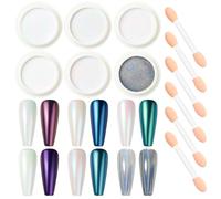 Nicedeco Aurora Nail Powder for Gel Nails, 6 Colors Pearlescent Mermaid Mirror Effect Glitter Manicure Pigment for Nail Art Design