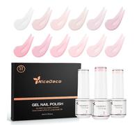 Nicedeco Builder Nail Gel Polish 12pcs, Long Lasting Soak Off U V Led Nail Base Colors Nude Pink Hard Strengthener Rubber Gel Extension Kit 1