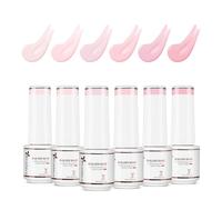 Nicedeco Builder Nail Gel Polish 6pcs, Long Lasting Soak Off U V Led Nail Base Colors Nude Pink Hard Strengthener Rubber Gel Extension Kit 50