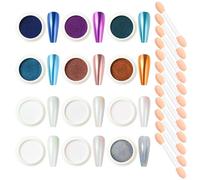 Nicedeco Chrome Nail Powder for Gel Nails, 12 Colors Metallic Mirror Effect Aurora Pigment Mermaid Glitter for Nail Art Design