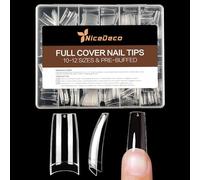 Nicedeco French Nail Tips for Gel Extensions, 500pcs 10 Sizes Half Cover False Nail Tips Fake Nails Press on Nails Acrylic Nail Tips - 015