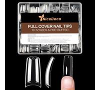 Nicedeco French Nail Tips for Gel Extensions, 550pcs 11 Sizes Half Cover False Nail Tips Fake Nails Press on Nails Acrylic Nail Tips - 019