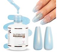 Nicedeco Gel Nail Polish 2 In 1 Pearlescent Glitter Gel Top Coat, Chrome Shimmer Mermaid Swirl Shell Nails Long Lasting Shine 018