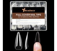 Nicedeco Gel Nail Tips Long Stiletto Shape Nails, 504Pcs Clear Soft Tips Full Cover False Nails for Gel Nail Extensions Press on Nails - 012