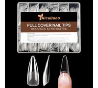 Nicedeco Gel Nail Tips Long Stiletto Shape Nails, 504Pcs Pre Shaped Half Matte Soft Tips Full Cover False Nails for Gel Nail Extensions Press on Nails - 016