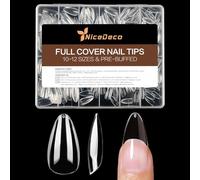 Nicedeco Gel Nail Tips Medium Stiletto Shape Nails, 504Pcs Clear Soft Tips Full Cover False Nails for Gel Nail Extensions Press on Nails - 014