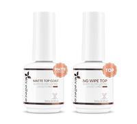 Nicedeco Gel Polish No Wipe Top Coat Matte Top Set, 2PCS 15ML for Gel Nail Polish Shine Finish and Long Lasting