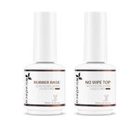 Nicedeco Nail Gel Polish Rubber Base and Top Coat, 2x15ML No Wipe Top Coat and Base Coat Set Clear Gel Nail Polish U V/LED Long-Lasting Glossy Shine Finish for DIY Nail Art at Home