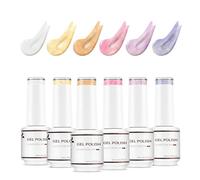 Nicedeco Pearl Gel Nail Polish Set, Pearlescent Shell Shimmer Gel Polish Nail Mermaid Sparkle Shiny Nail Gel UV/LED Soak-Off Nail Art Manicure Pedicure, Salon & Home Use 6pcs x 8ml-Kit39