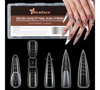 Nicedeco Poly Extension Gel Dual Nail Forms, 120pcs Nail Molds for Builder Extension, 5 Style 12 Size Dual Forms for Gel Nail Tips Nail Art Design Salon DIY Kit 1