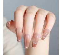 Nicedeco Press On Nails - Full Cover French False Nails Neutral Nails, Includes 30pcs False Nails, Adhesive Tabs, Manicure Stick, Mini File, Prep Pad, for Women and Girls Nail Art 004