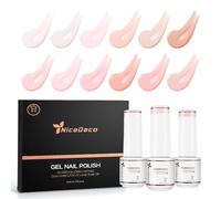 Nicedeco Rubber Base Gel Polish for Nails 12 Pcs, Long Lasting Soak Off U V Led Nail Rubber Gel Nail Strengthener Nude Pink Nail Polish Kit 2