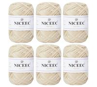 NICEEC 6 Skeins Soft Tape Yarn-Off-White
