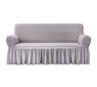 NICEEC Sofa Slipcover Grey Sofa Cover 1 Piece Easy Fitted Sofa Couch Cover Universal High Stretch Durable Furniture Protector with Skirt Country Style (3 Seater Lilac Gray)