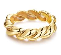 NICEIGHT 18K Gold Plated Chunky Bangle Bracelets for Women Gold Wide Cuff Bangle Bracelet Hammered Minimalist Thick Gold Wrist Wrap Bracelets, about 6 centimeters, Copper, no gemstone