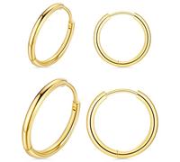NICEIGHT 2Pairs 20G 316L Stainless Steel Huggie Hoop Earrings for Women Men Hinged Sleeper Earrings Cartilage Helix Lobes Hoop Earrings 8mm 10mm, Metal, No Gemstone