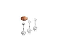 NICEIGHT 3Pcs 14G F136 Titanium Belly Button Rings for Women Cubic Zirconia Curved Barbell Navel Ring Hypoallergenic Crystals Belly Rings Sparkly Disco Balls Belly Piercing Jewelry 6-16MM, 10mm