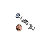 NICEIGHT 3Pcs 20G 316L Stainless Steel Halloween Nose Ring Studs For Women Men Bat L Shaped Nose Studs Black Spider Ghost Nose Piercing Jewelry, Stainless Steel, cubic zirconia
