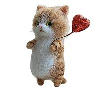 Nicejoy Wool Felt Cat Kit Needle Felting Kit DIY Unfinished American Shorthair Plush Orange Cats Doll Set for Gifts