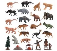 NiceLand 24-Piece Dinosaur Play Set - Mini Dinosaur Figures, Realistic Wild Animals, Primitive Human Models for Kids 3+