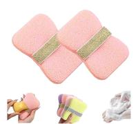 Nicelifehack Double-Sided Bath Foaming Bag,2 in 1 Bathroom Soap Sponge Bath Sponges,Quick Lather & Reusable Mesh for Men & Women (2pcs*Soft-Pink)