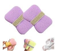Nicelifehack Double-Sided Bath Foaming Bag,2 in 1 Bathroom Soap Sponge Bath Sponges,Quick Lather & Reusable Mesh for Men & Women (2pcs*Rough-Purple)
