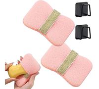 Nicelifehack Double Sided Bath Foaming Bag, 2-in-1 Exfoliating Bar Soap Pouch, Women's Portable Fun Soap Face Wash Sponge, Quick Lather & Reusable Mesh for Men & Women (2pcs Pink)