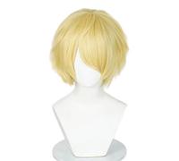 NiceLisa Blonde Lt Golden Short Fluffy Wig Unisex Cosplay Wig Daily Wear Synthetic Halloween Party Wigs