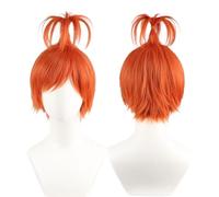 NiceLisa Orange Short Wig Unisex Women's Anxiety Inside Cosplay Costume Wig Prestyled Ahoge