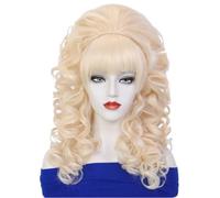 NiceLisa Retro Victorian Beehive Blonde Long Curly Women‘s Wig Bouffant Rococo Fashion Party Cosplay Wigs with Bangs