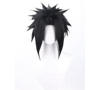 NiceLisa Sasuke Black Short Fluffy Middle Parted Anime Role Play Cosplay Costume Wig for Boy Men