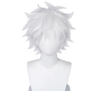 NiceLisa Short Silver White Fluffy Cosplay Wig Satoru Kaneki Ken Synthetic Wig