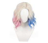 NiceLisa Sinclair Blonde Short Wave Curly Wednesday Wigs with Pink Blue Hair Women Anime Cosplay Wig