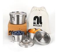 nicelock Lunch Box with Separation (Pack of 3) Adult Food Container Children's Lunch Box Stainless Steel Suitable for Snacks Fruit, Cereal, Soups and Main Meals etc.