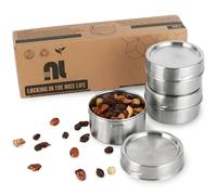 nicelock Stainless Steel Bread Bin Leakproof (3 Pieces), 200 ml, Small Stainless Steel Cans, Lunch Box for Children, Food Container, Suitable for Snacks, Fruits, Cereals, Soups Etc