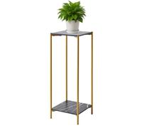 NICEME 90 cm Tall Plant Pot Stand Rack Corner Shelf, Cake Table Tall Side End Table for Living Room, Indoor (Black, Square 2 Tier)
