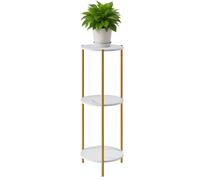 NICEME 90 cm Tall Plant Pot Stand Rack Corner Shelf, Cake Table Tall Side End Table for Living Room, Indoor (White, Round 3 Tier)